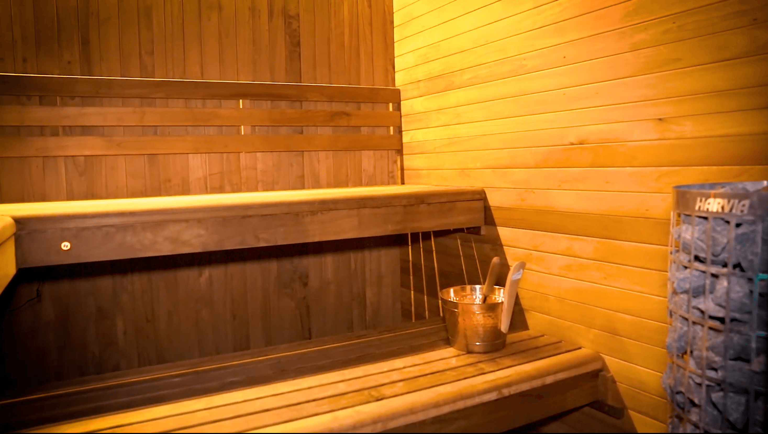 Sauna interior.